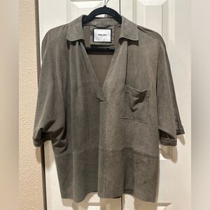 Max&Moi Paris Suede Goatskin Leather Army Green Lasercut Western Festival ,8/M